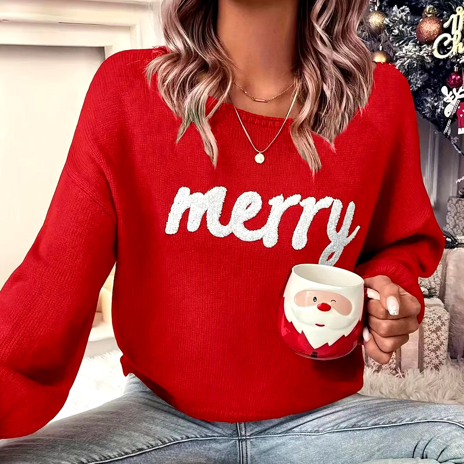 Women's Christmas Merry Letter Embroidered Turtleneck Sweater - Thick, Warm, and Stylish Casual Knit Pullover