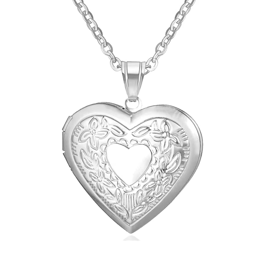 Romantic Heart Locket Pendants Female Gold Silver Color Stainless Steel Memorial Necklace for Women Jewelry Valentine Gift