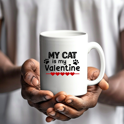 My Cat is My Valentines Ceramic Mug with Color Inside