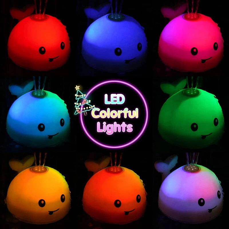 Baby Light up Bath Toys Whale Automatic Sprinkler Bathtub Toys Kids Infant Swim Pool Bathroom Toys Gifts with Music LED Light