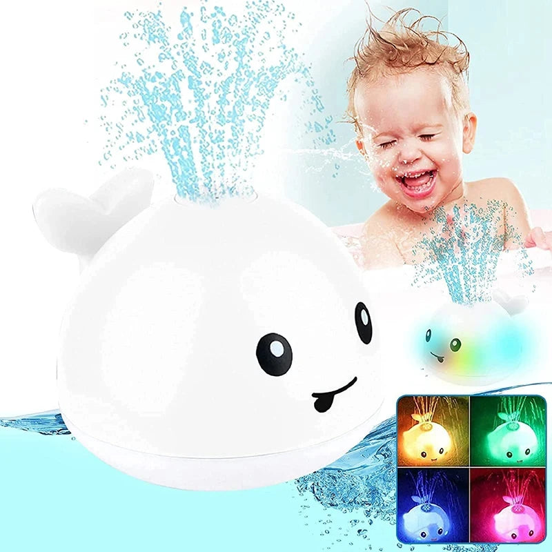 Baby Light up Bath Toys Whale Automatic Sprinkler Bathtub Toys Kids Infant Swim Pool Bathroom Toys Gifts with Music LED Light