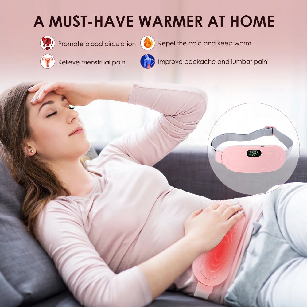 Electric Heating Pad Women Vibrator Period Pain Relief Device Menstrual Cramp Massager Blood Circulation Abdominal Belt Warmer