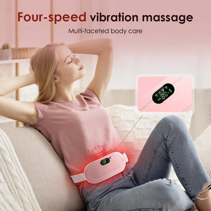 Electric Heating Pad Women Vibrator Period Pain Relief Device Menstrual Cramp Massager Blood Circulation Abdominal Belt Warmer