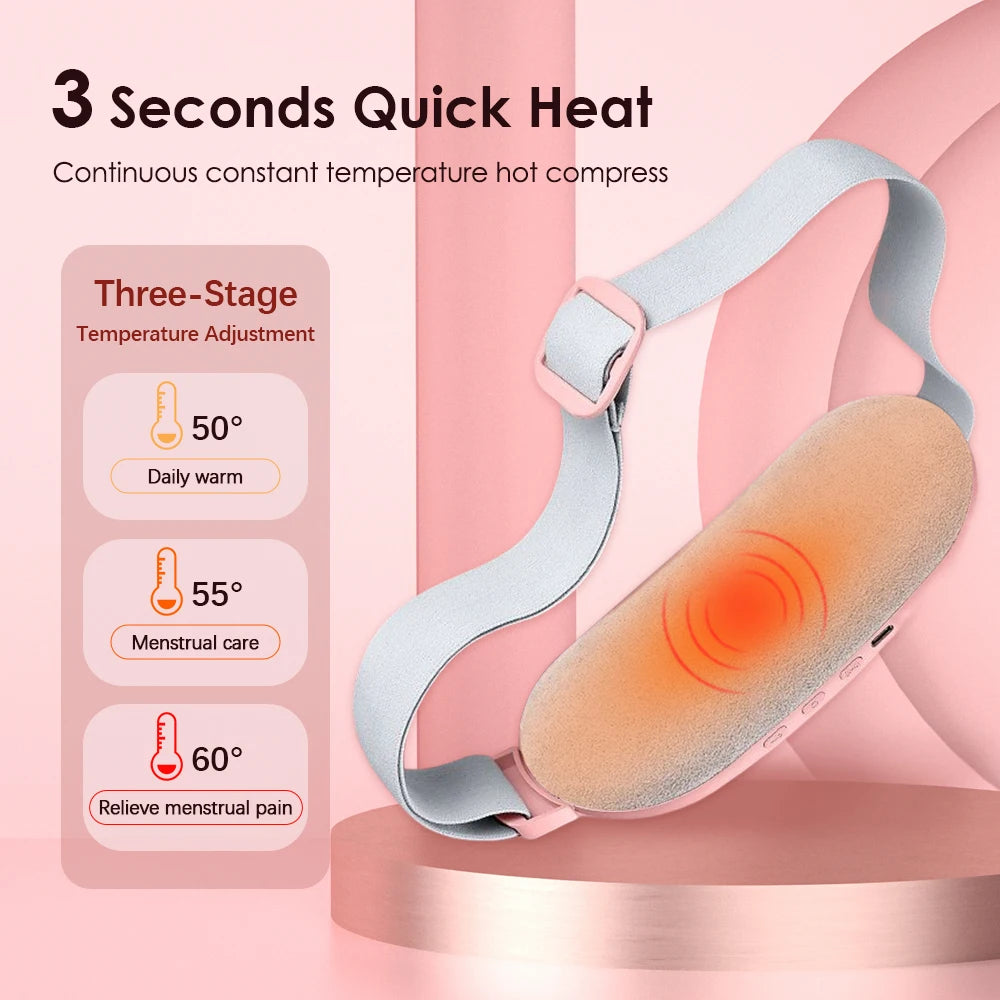 Electric Heating Pad Women Vibrator Period Pain Relief Device Menstrual Cramp Massager Blood Circulation Abdominal Belt Warmer