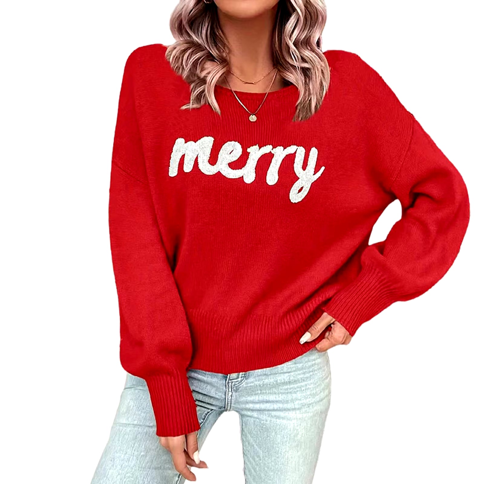 Women's Christmas Merry Letter Embroidered Turtleneck Sweater - Thick, Warm, and Stylish Casual Knit Pullover
